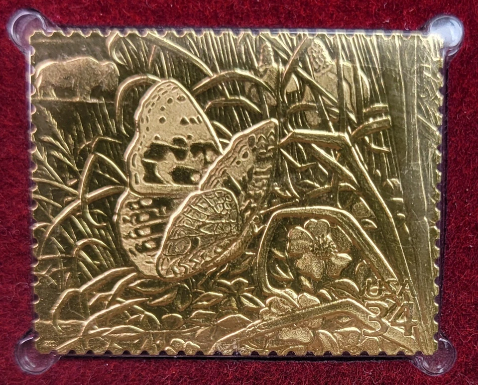 1st Day Issue 22kt Gold Stamp & Envelope - Painted Lady Butterfly - Image 2 of 3