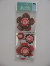 Jolee's by You Dimensional Stickers POLKA DOT FLOWERS 4 Pieces NIP 