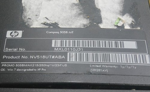 HP Compaq 505B MT NV518UT#ABA PC AMD Athlon II X2 215 2.7Ghz 1GB SEE NOTES - Picture 8 of 9