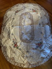 Plastic Floral Tablecloth Around 86 X 59