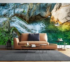 3D Gray Mountain Stream ZHUB47 Wallpaper Wall Mural Removable Self-adhesive Ann