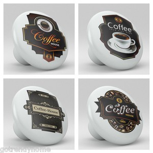 coffee knobs theme kitchen cabinet drawer bean pull ceramic bar