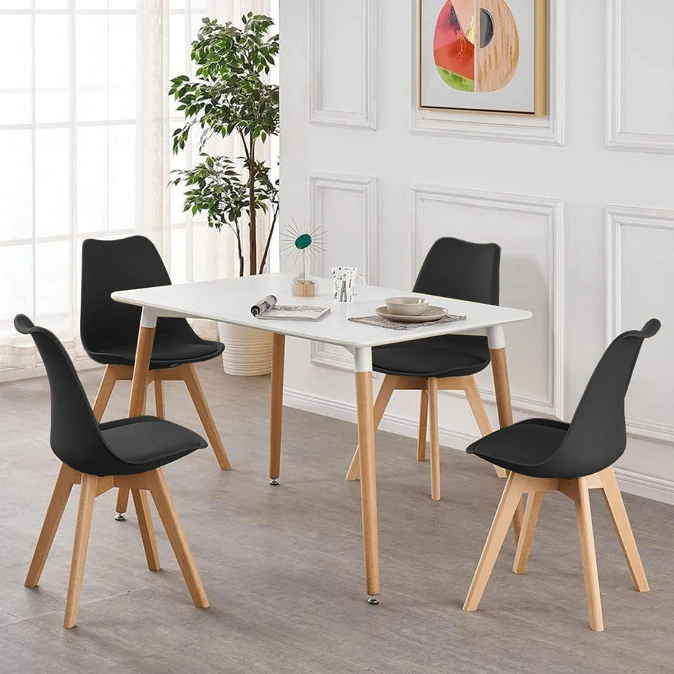 120CM Esstisch + Esstisch Tulpenstühle Set Holzbeine Küche Wohnmöbel - Bild 2 von 4