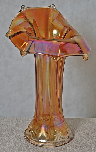 Vintage Imperiale Calendula Iridescente Carnevale Vetro Jack Nel Vaso Pulpito - Foto 10 di 22