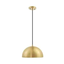 Globe Electric Hazel 1-Light Matte Brass Shaded Pendant Light