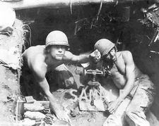 Soldiers and fire a M2 60mm light mortar World War II WWII WW2 8x10 Photo 86c