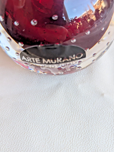 Two Vintage Arte Murano Bullicante Glass Perfume Bottle Bud Vase , Clear/Red 5” - Bild 10 von 11
