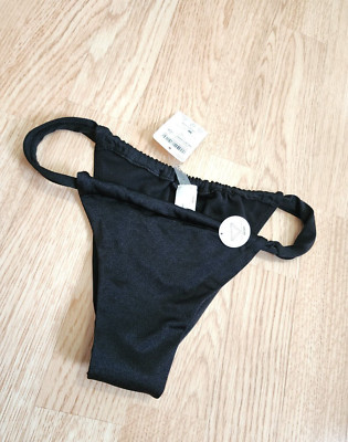 CALLIOPE Italy size XS black ruched shine bronze cheeky bikini bottom swimwear