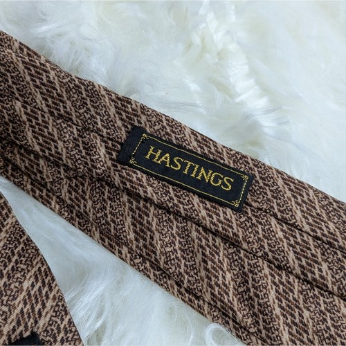 Vintage YSL Yves Saint Laurent All Silk Geometric Striped Brown Neck Tie - Picture 6 of 6