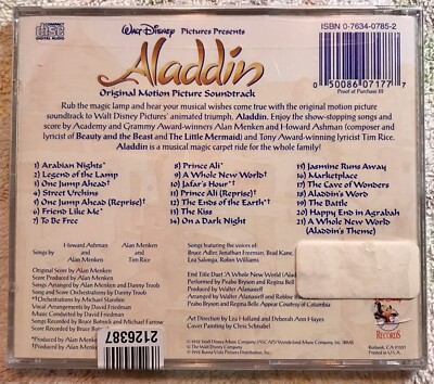 Aladdin Original Motion Picture Soundtrack by Alan (CD) Disney