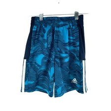 Adidas Boys Striped Camo Shorts Size 8 Collegiate Navy Stretch Summer Beach