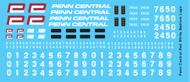 HO Scale - Penn Central Locomotive Medium Red White Logo