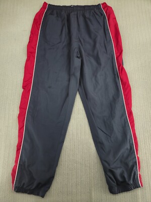 Reebok Track Pants Joggers Mens Large 32x32 Gray Red Stripe Fleece Lined Baggy
