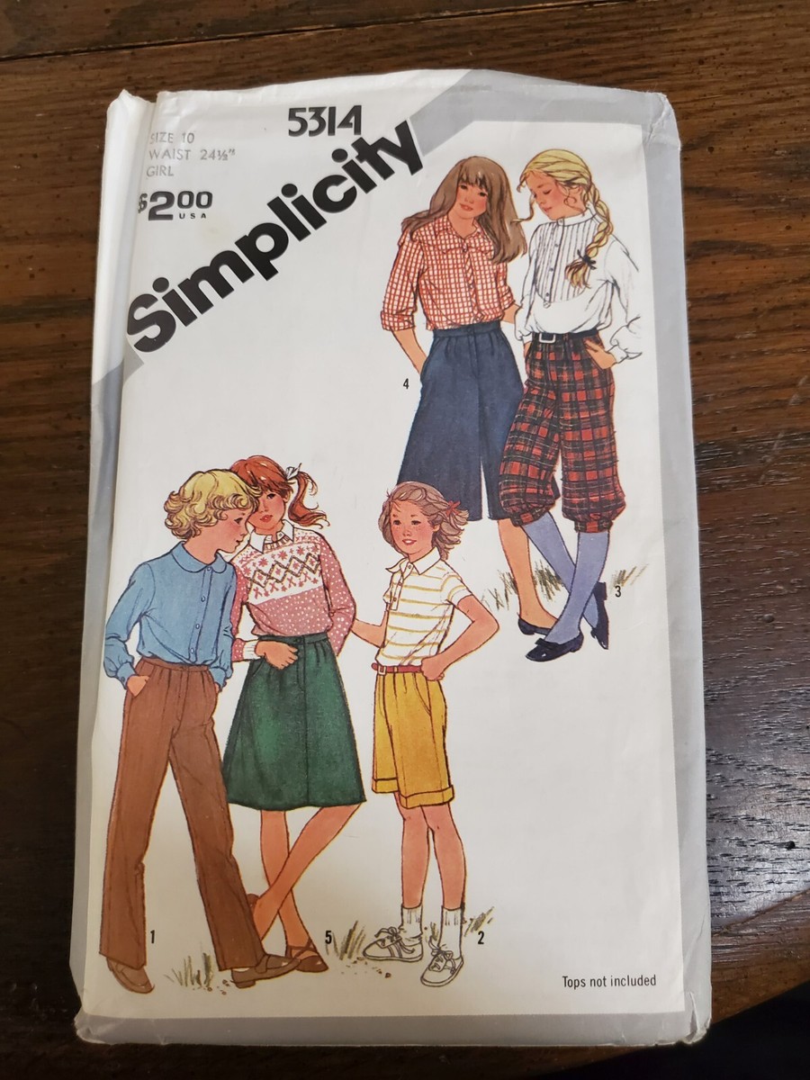 ぺページ Vintage 80's Simplicity Pattern 5314 Girls Straight Leg Pants