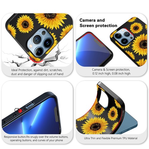 Coque téléphone silicone tournesol pour Apple iPhone 16 15 14 13 Pro Max 12 11 8 - Photo 91 sur 114