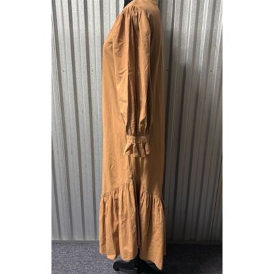 Doen Dress Women's M Brown Maxi Lantern Sleeve Velvet Belt Charlotte Trad  Wife | eBay