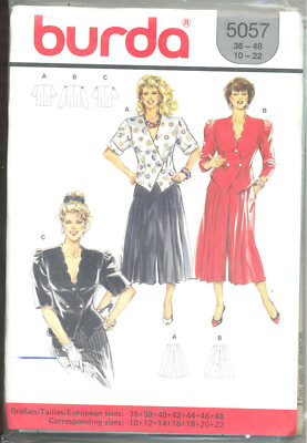 Burda Sewing Pattern 5057 Jacket Palazzo Pants Size 10 12 14 16 18 20 22