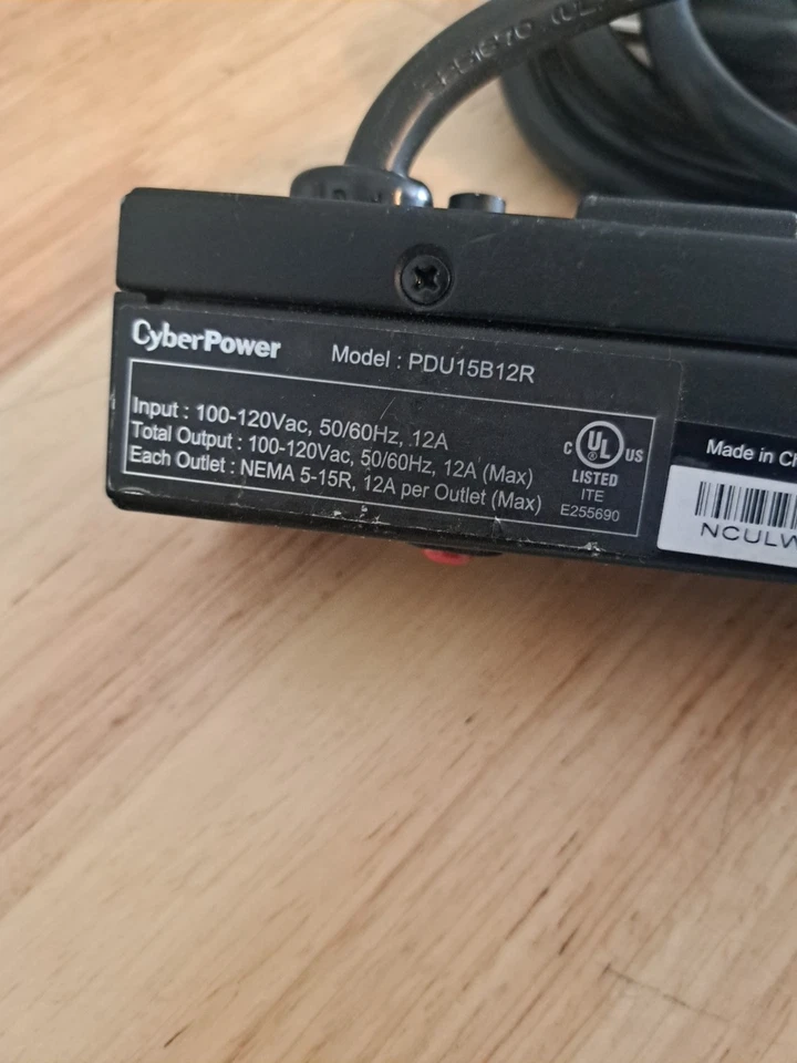 CyberPower PDU15B12R 12-Outlet Power Distribution Basic PDU 100-120V 12A Output - Image 2 of 2
