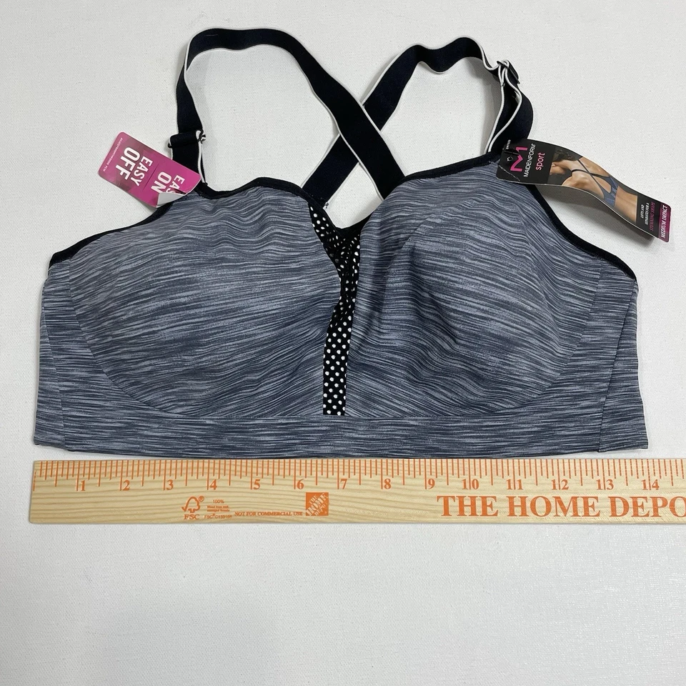 Maidenform Sports Bra Womens 36D Gray Cross Back Underwire - Image 2 of 4