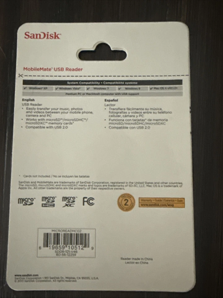 SanDisk MobileMate USB microSD Card Reader. Standard Memory Card Reader - Image 2 of 2