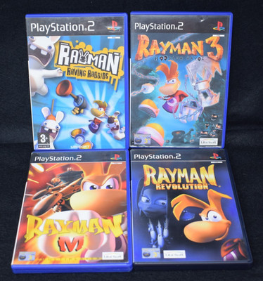 4x Rayman Spiele Bundle - Raving Rabbids Revolution 3 M [PS2] [UK PAL] Clean Disc