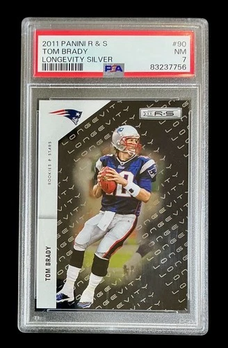 2011 rookies & stars #90 tom brady; silver /249 black longevity holo PSA 7