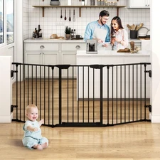 AUXSOUL 74" Wide Baby Gate Metal Safety Playpen - Fireplace Fence for Toddler...