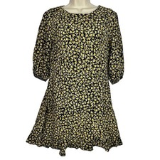 NWT Faithfull The Brand Estelle Mini Dress Salma Floral Print Black Yellow 4 S