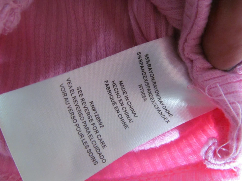 Top corto Madden NYC rosa manga abullonada recortes de corazón lazos acanalados talla Y2K pequeña Foto 4 de 4