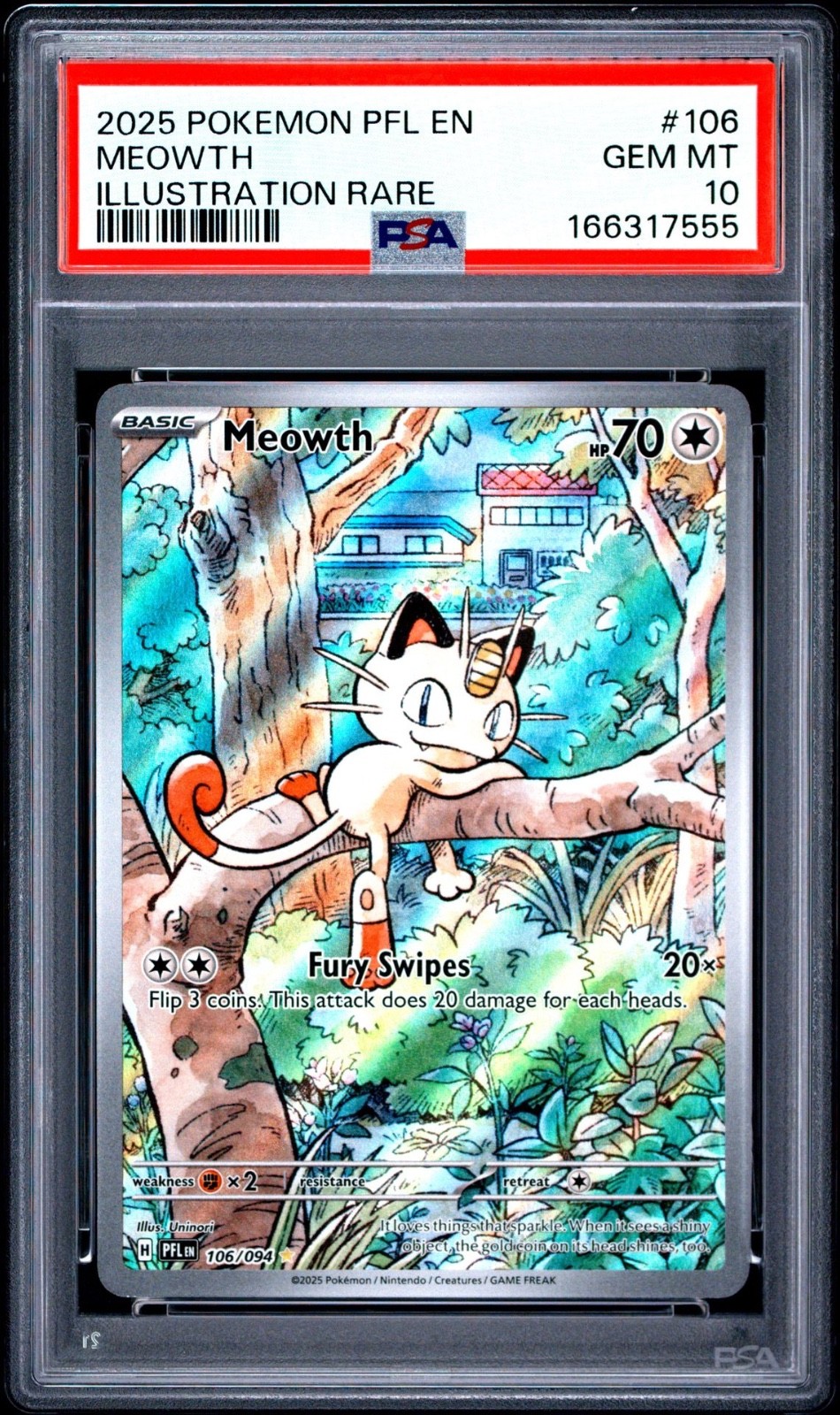 Pokemon Meowth Phantasmal Flames Illustration Rare #106 PSA 10 Gem Mint