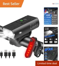 Bike Light Aluminum 6+4 Modes USB Rechargeable Waterproof Safety Set