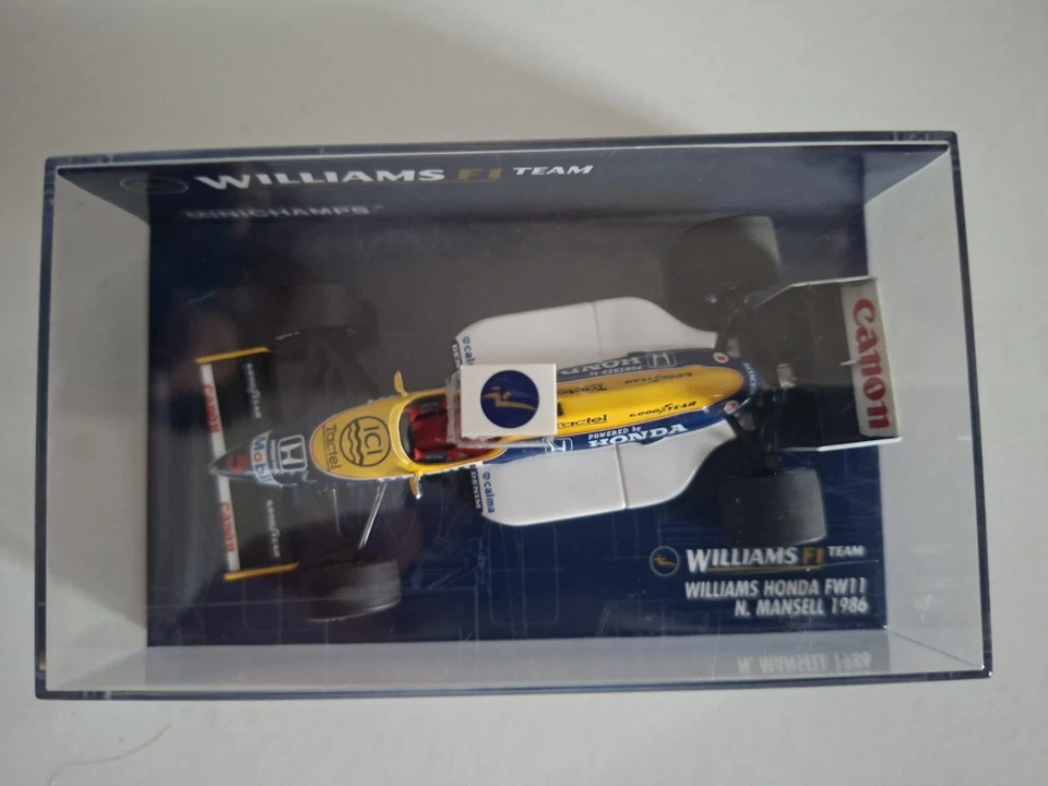 Minichamps F1 1:43 Williams Honda FW11 Nigel Mansell 1986 Diecast Model.  New. - Image 2 of 4
