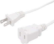 10 FT Polarized 2 Prong Power Cord, 2 Outlet Extension Cable Cord US AC Two Pron