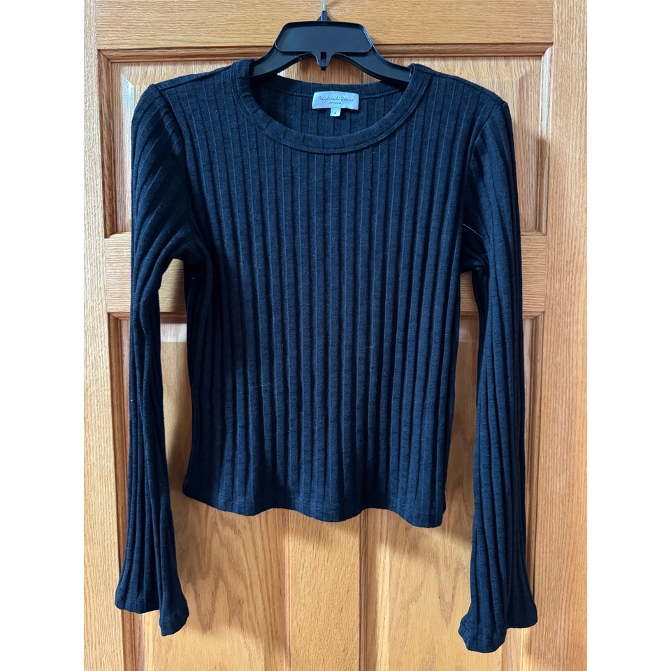 Top tejido Michael Stars Valerie manga campana acanalada mezcla algodón (nuevo) Foto 3 de 4