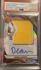 Derik Queen 2024 Bowman U Best RC Jumbo Patch PSA AUTO 9 Pelicans Prospect