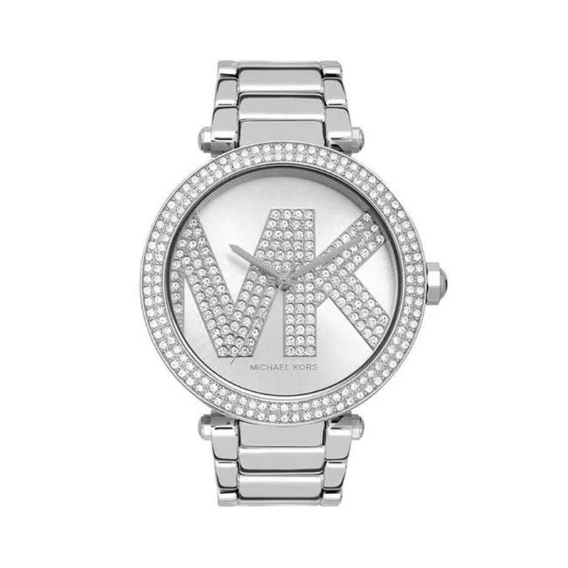 Michael Kors MK6658 Parker Silver MK Crystals Women's Watch | eBay