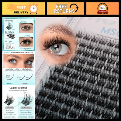 3D Volume Wispy Eyelash Clusters 8-16mm D Curl - DIY Hybrid Extensions, Spiky La
