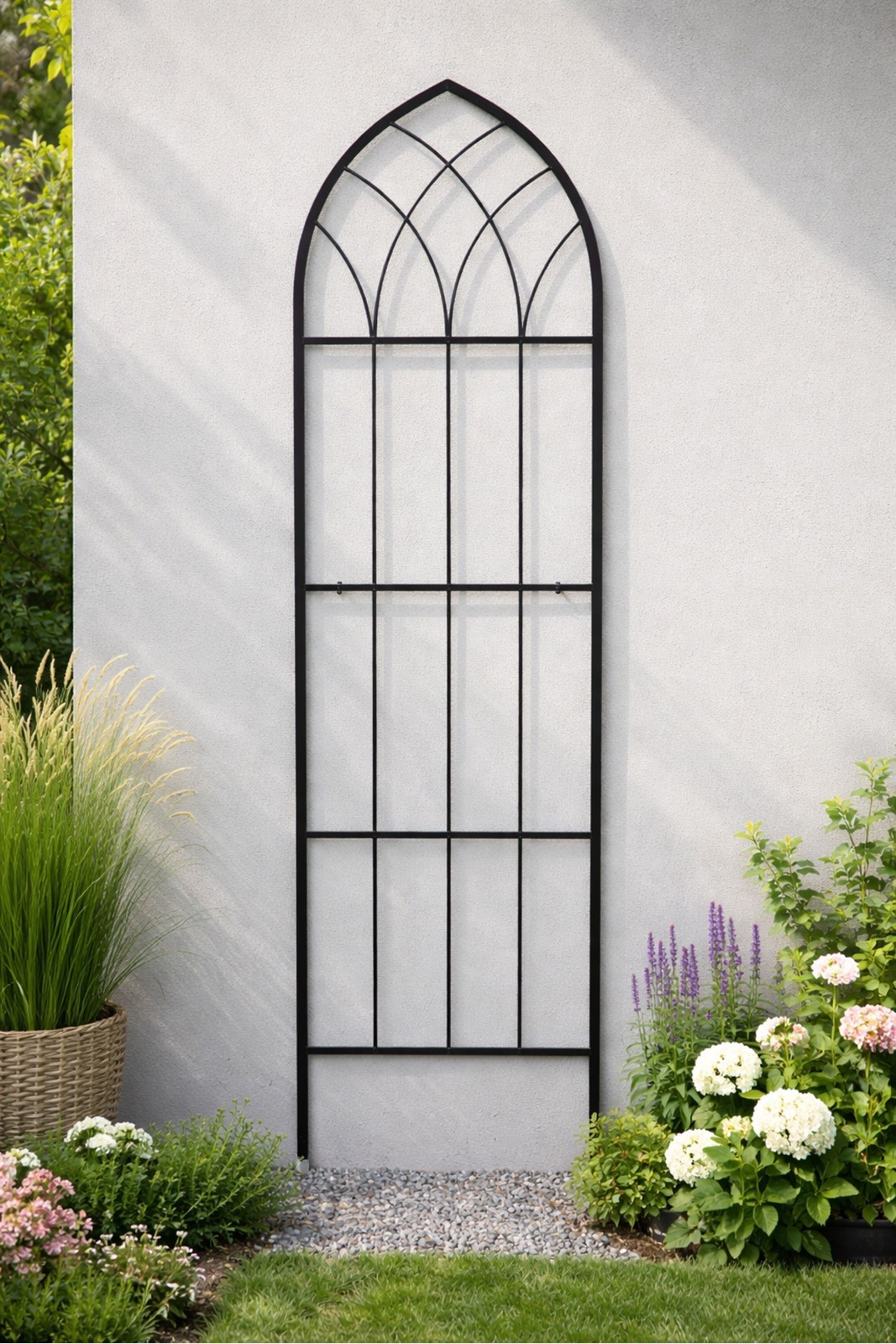 1.6m Black Gothic Garden Plant Support Wall Metal Trellis Climbing Rose Frames