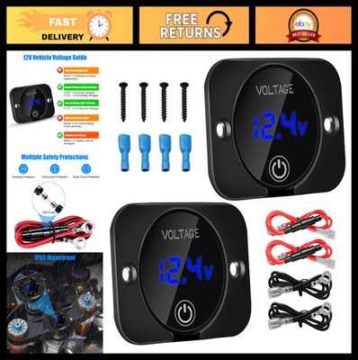 2PCS Waterproof LED Voltage Meter, Digital DC Gauge for 12V/24V Car RV Boat Golf