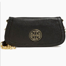 Tory Burch Women s Black Pebbled Shoulder Bag w/ Gold Chain Strap Logo
