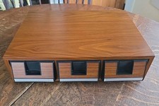 Vtg Add N Stac Wood Cassette Tape Storage Drawer Holder Case 42 Capacity W Tapes
