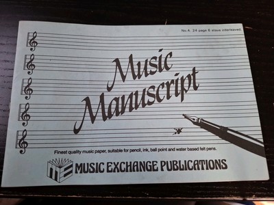 Musikhandschrift Nr. 4 - 24 Seiten 6 Stab verschachtelt A5 Papierbuch selten Vintage
