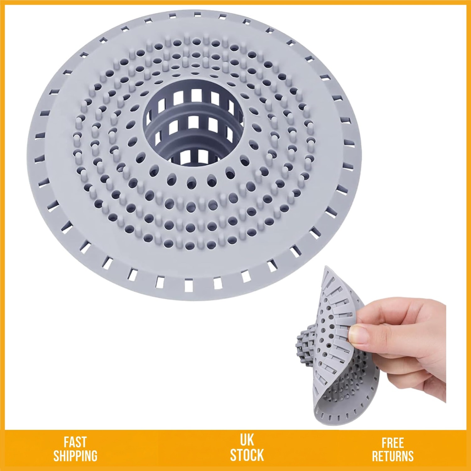 Durable Silicone Shower Drain Hair Catcher Bathroom Sink Strainer 1 Pack