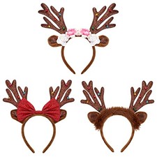 Christmas Antler Headband Reindeer Antlers Headband Deer Glitter Reindeer 3pcs