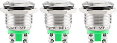 19mm Momentary Push Button Switch Metal Waterproof Stainless Style: Flat Round
