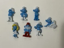 Set of 7 Smurfs Figures Collection A&A Mini Vending Set Smurfette Papa Smurf