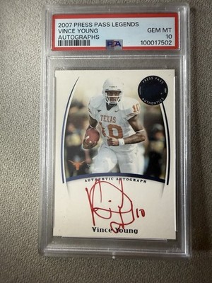 2007 Press Pass Legends Vince Young On Card Auto PSA 10 Red Ink Ssp