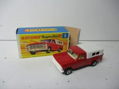 Matchbox Lesney Superfast SF6 Ford Pickup, black base, WIDE WHEELS, boxed