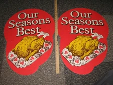 LIBBY'S 1960s-1970s (1) store display sign 2sided Thanksgiving turkey cornucopia