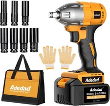 20V Brushless 1/2" Impact Wrench, 406Nm, 4.0Ah Battery & 7 Sockets Set